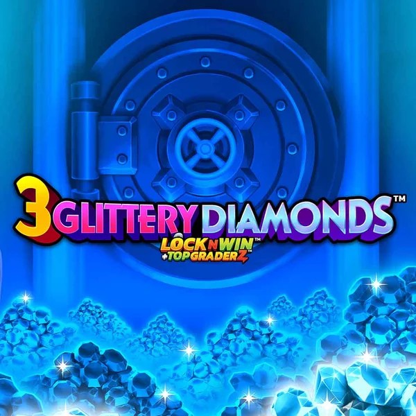 Official Slots logo: 3 Glittery Diamonds by PearFiction Studios at Rainbet Casino