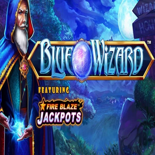 Blue Wizard Fire Blaze Jackpots slot logo by Rarestone Gaming at Rainbet Casino