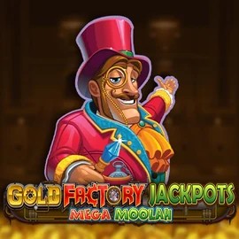 Gold Factory Jackpots Mega Moolah casino game by Aurum Signature Studios – featured logo at Rainbet Casino